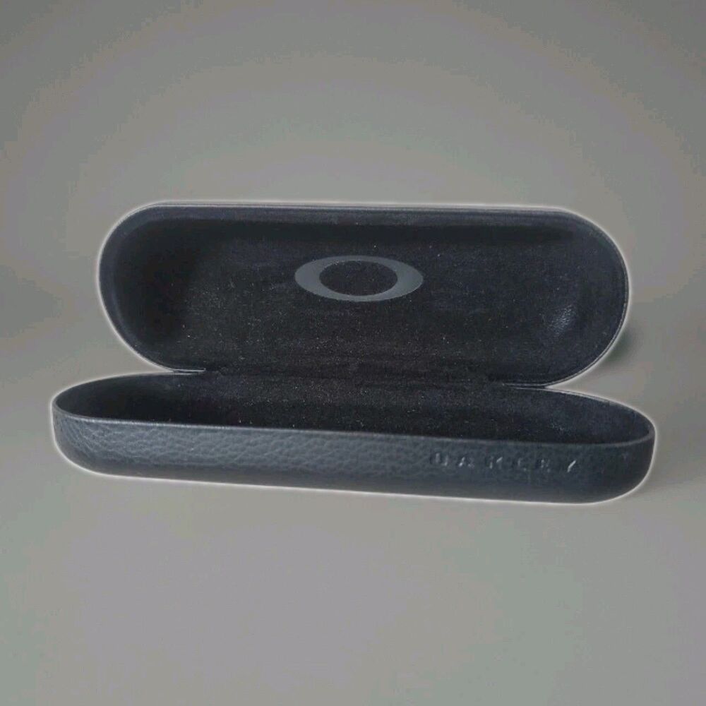 Oakley Eyewear Glass Case Faux Leather Hard Clamshell Hinged Black Sunglasses